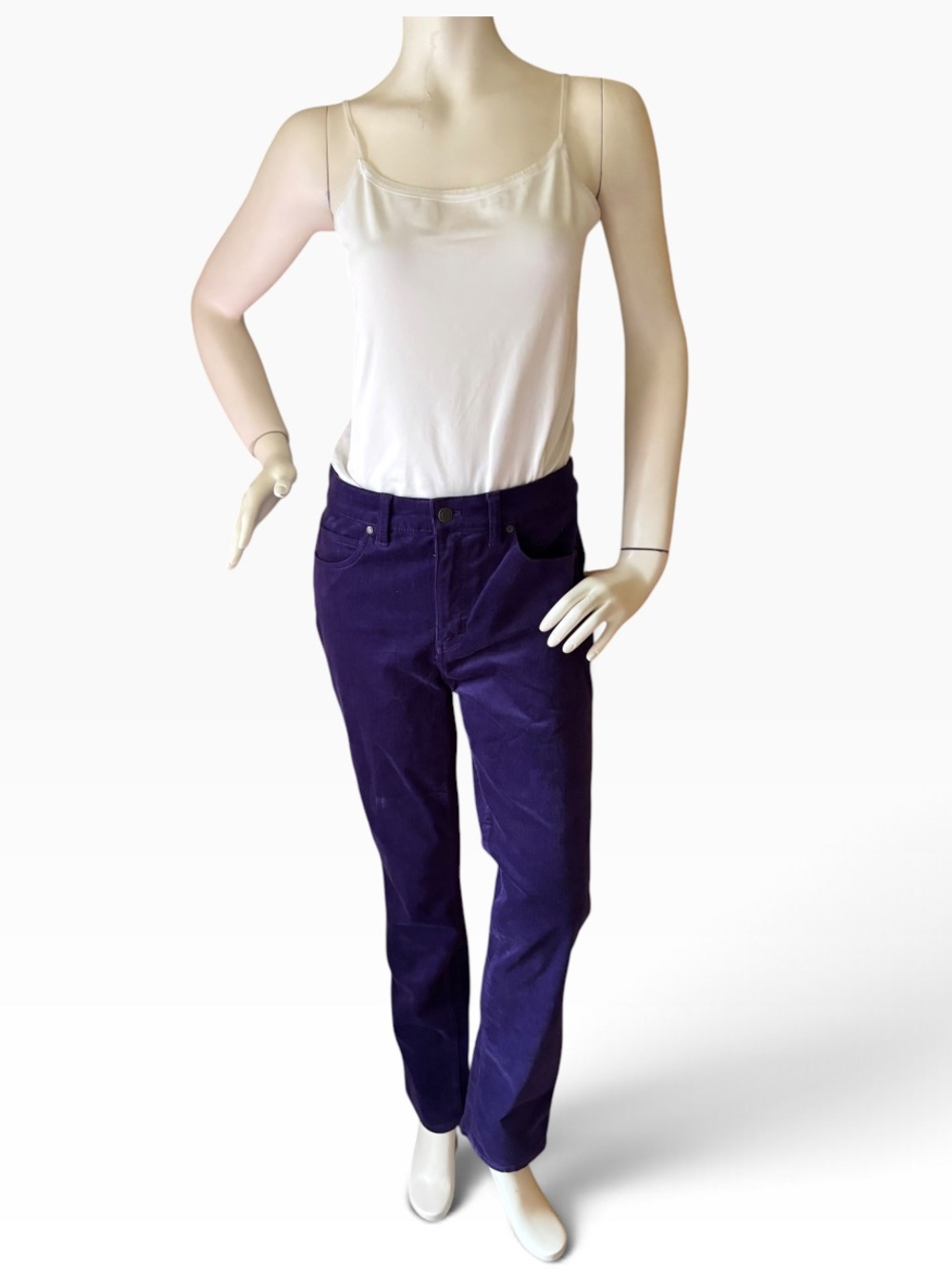 Talbots Purple Corduroy Straight-Leg Pants, High Waist, Cotton, women’s size 6